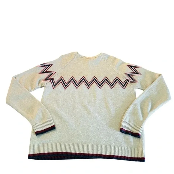 55 DSL Stylish Vintage Cream Sweater with Zigzag Pattern Size XL - Picture 2 of 14